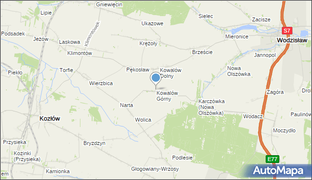 mapa Kowalów Górny, Kowalów Górny na mapie Targeo